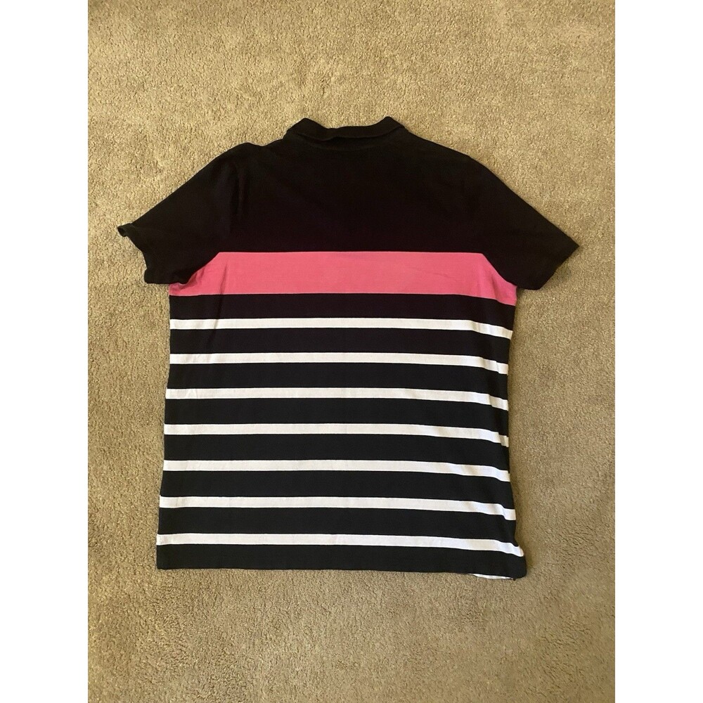 Lauren Ralph Lauren Active Striped Polo Shirt Y2k Era Black White Pink Women 1X - Picture 11 of 14